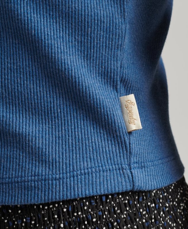 uy Superdry mujer chaleco de algodón orgánico con ribete de encaje vintage azul DT2N8Z2353 ropa