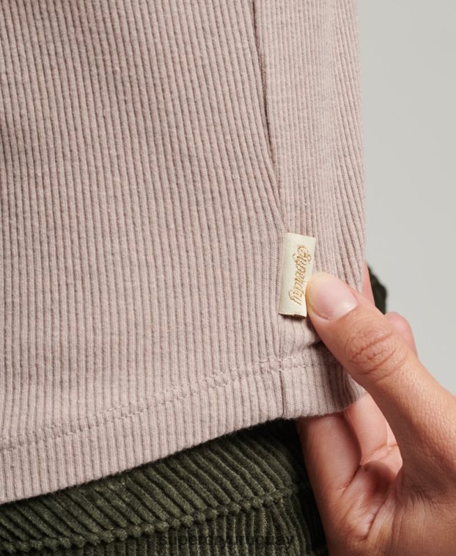 uy Superdry mujer chaleco de algodón orgánico con ribete de encaje vintage beige DT2N8Z2333 ropa