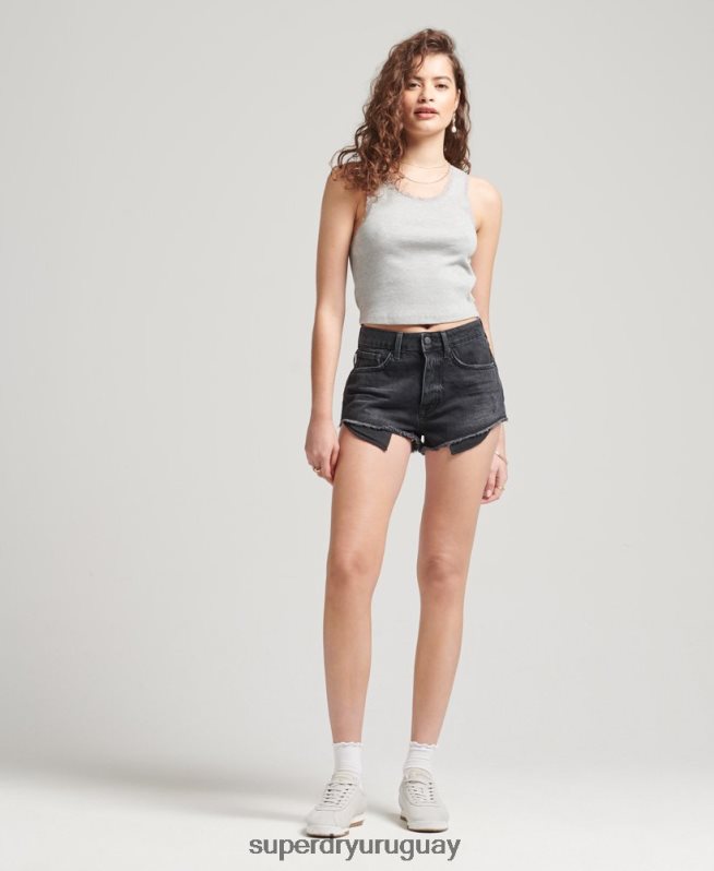 uy Superdry mujer chaleco de algodón orgánico con ribete de encaje vintage gris DT2N8Z2342 ropa