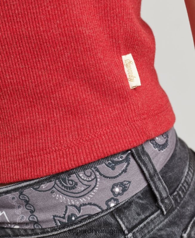 uy Superdry mujer chaleco de algodón orgánico con ribete de encaje vintage rojo DT2N8Z3049 ropa