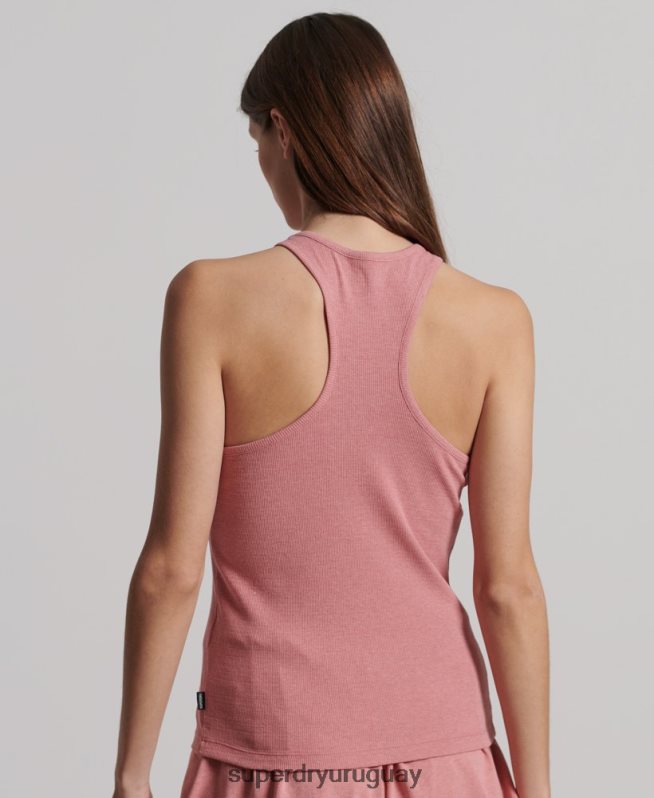 uy Superdry mujer chaleco de canalé de algodón orgánico rosa DT2N8Z3078 ropa