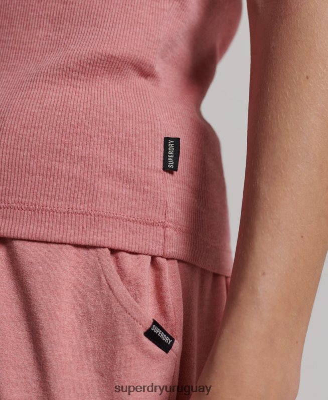 uy Superdry mujer chaleco de canalé de algodón orgánico rosa DT2N8Z3078 ropa