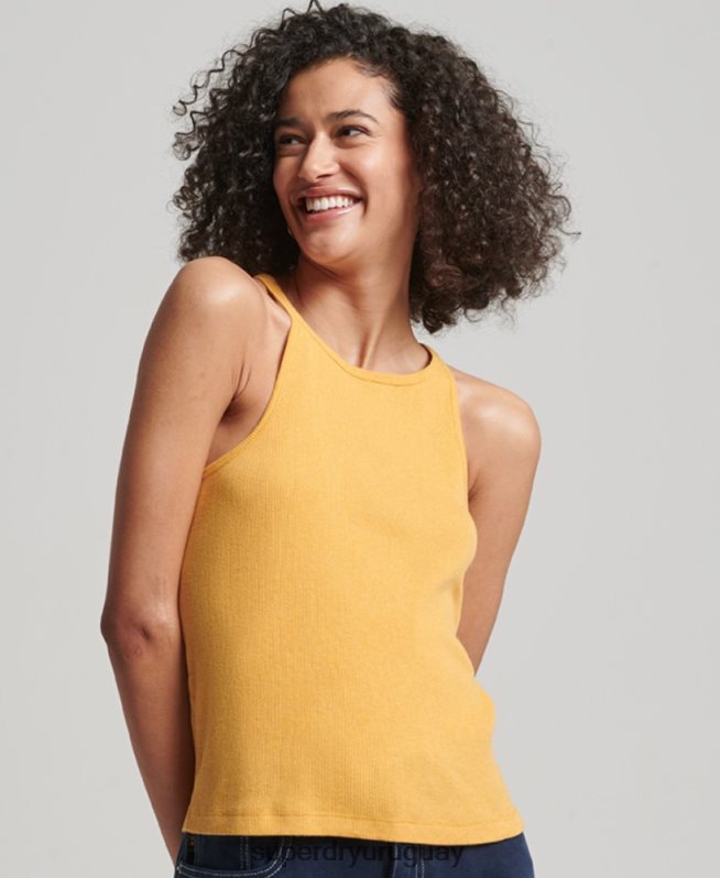 uy Superdry mujer chaleco de corredor amarillo DT2N8Z2945 ropa