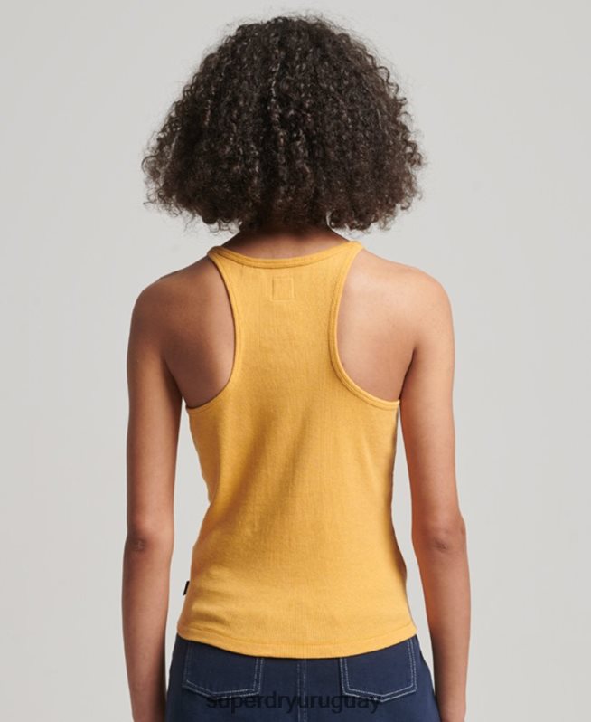uy Superdry mujer chaleco de corredor amarillo DT2N8Z2945 ropa