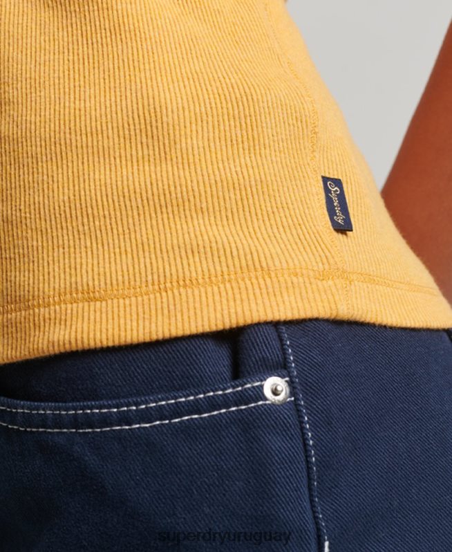 uy Superdry mujer chaleco de corredor amarillo DT2N8Z2945 ropa
