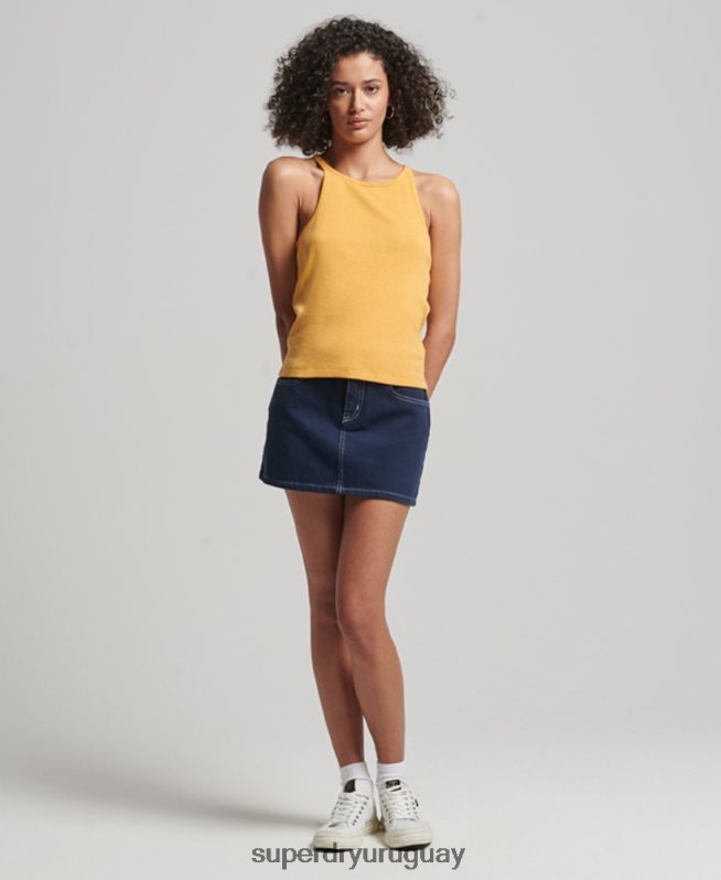 uy Superdry mujer chaleco de corredor amarillo DT2N8Z2945 ropa