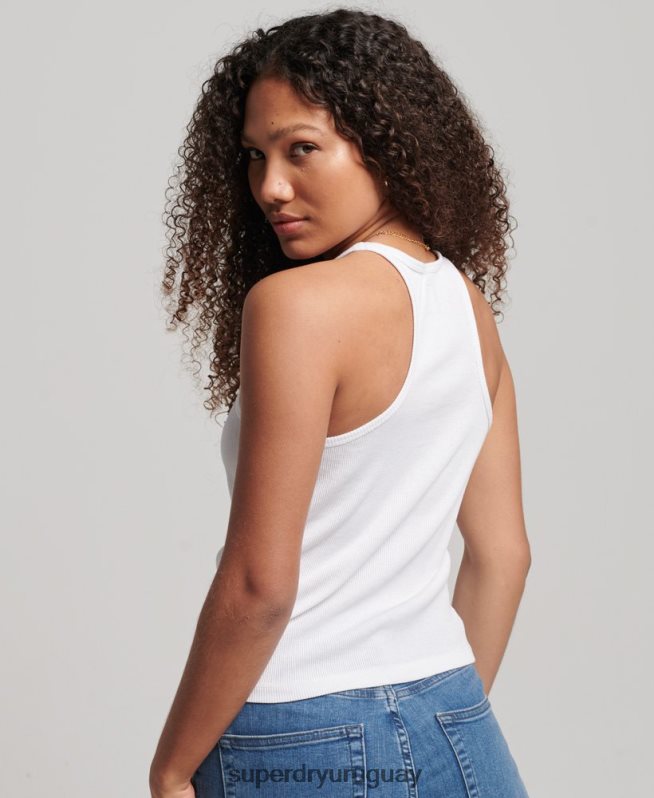 uy Superdry mujer chaleco de corredor blanco DT2N8Z2895 ropa