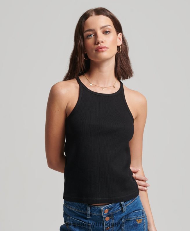 uy Superdry mujer chaleco de corredor negro DT2N8Z2882 ropa
