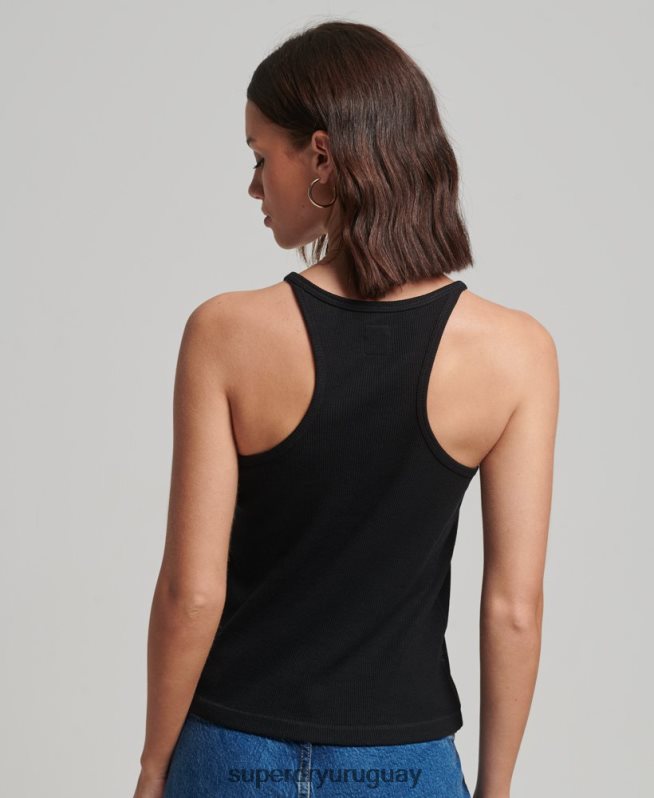 uy Superdry mujer chaleco de corredor negro DT2N8Z2882 ropa