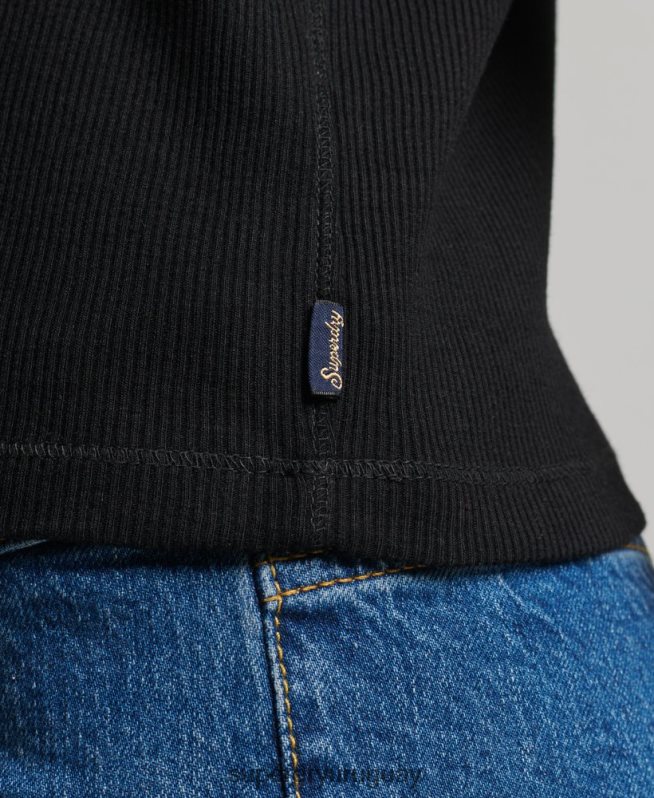 uy Superdry mujer chaleco de corredor negro DT2N8Z2882 ropa
