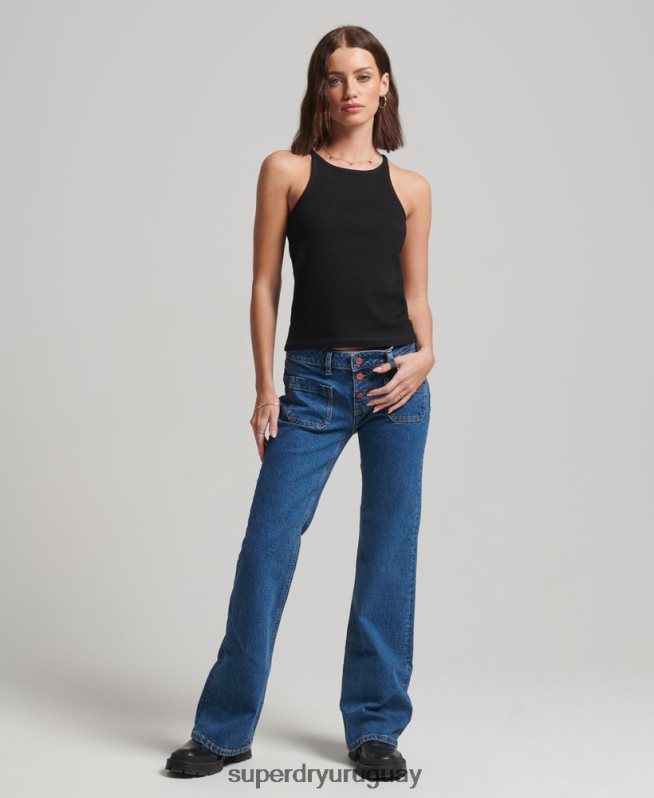 uy Superdry mujer chaleco de corredor negro DT2N8Z2882 ropa