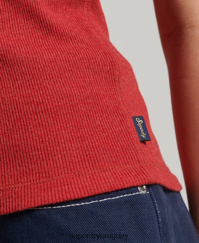 uy Superdry mujer chaleco de corredor rojo DT2N8Z2924 ropa