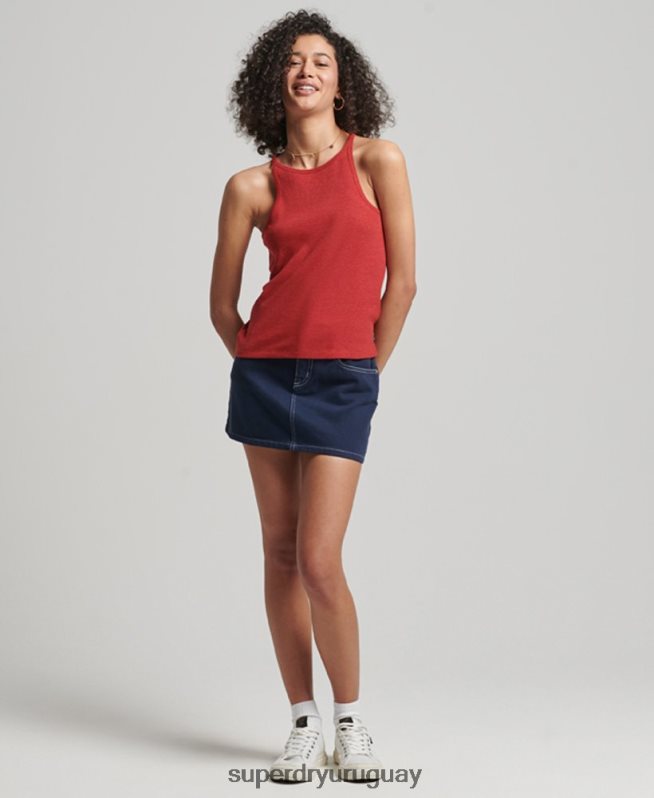 uy Superdry mujer chaleco de corredor rojo DT2N8Z2924 ropa