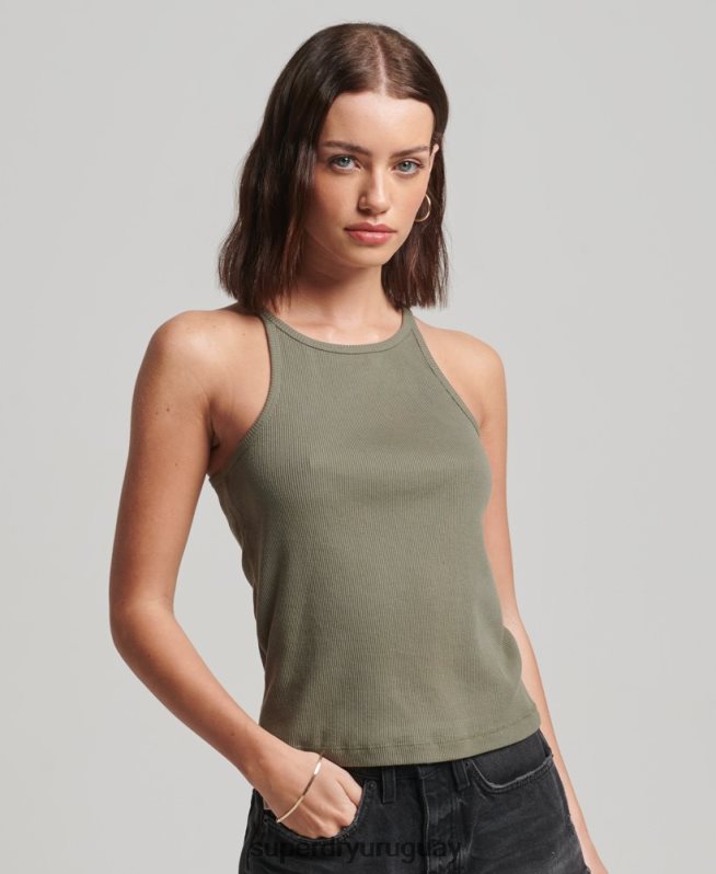 uy Superdry mujer chaleco de corredor verde DT2N8Z2909 ropa