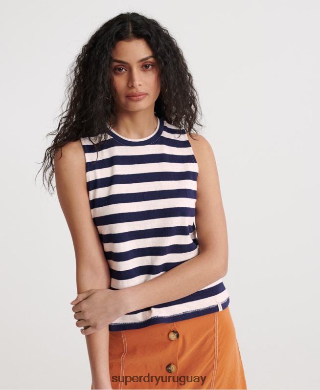 uy Superdry mujer chaleco de rayas de verano Armada DT2N8Z3087 ropa