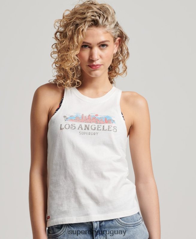 uy Superdry mujer chaleco de recuerdo de ciudad vintage crema DT2N8Z2275 ropa