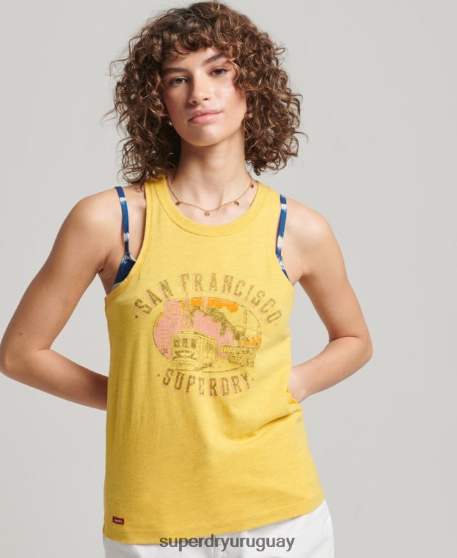 uy Superdry mujer chaleco de recuerdo de ciudad vintage naranja DT2N8Z2199 ropa