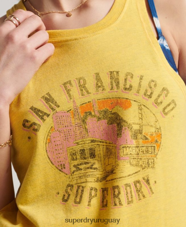 uy Superdry mujer chaleco de recuerdo de ciudad vintage naranja DT2N8Z2199 ropa