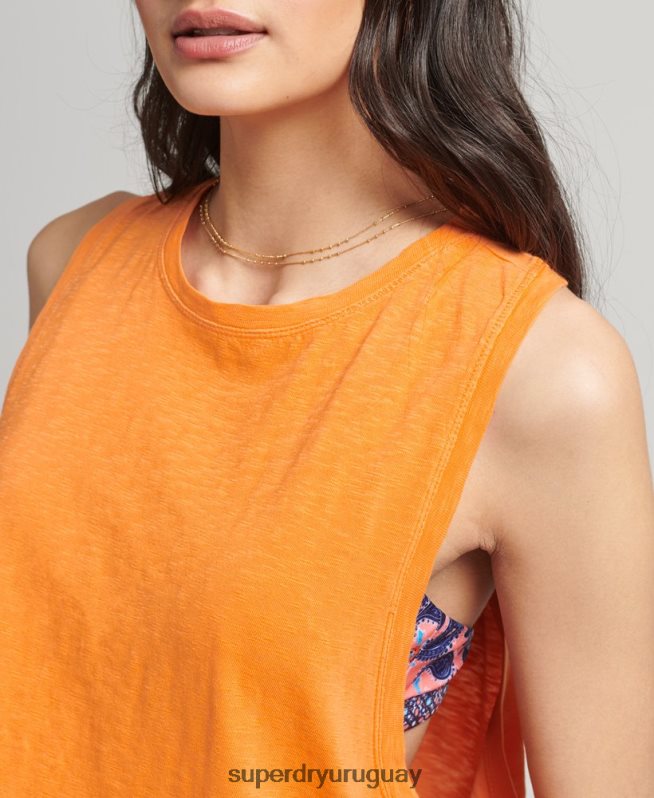 uy Superdry mujer chaleco ranchero surf vintage de algodón orgánico naranja DT2N8Z6573 ropa