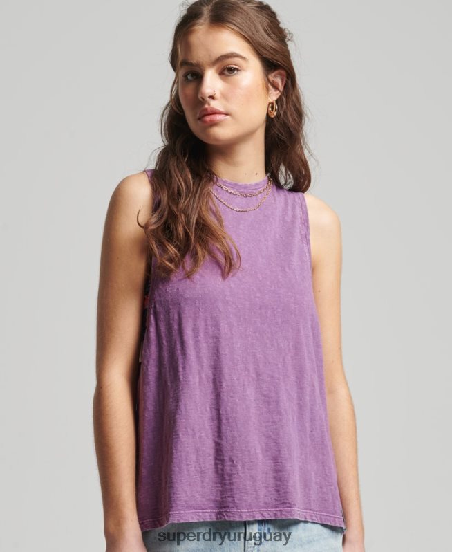 uy Superdry mujer chaleco ranchero surf vintage de algodón orgánico púrpura DT2N8Z6693 ropa