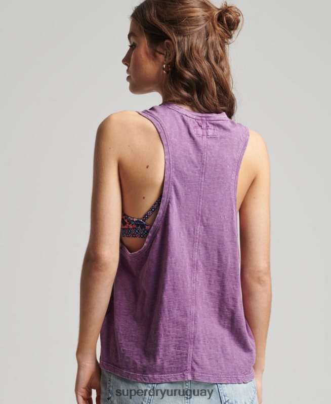 uy Superdry mujer chaleco ranchero surf vintage de algodón orgánico púrpura DT2N8Z6693 ropa