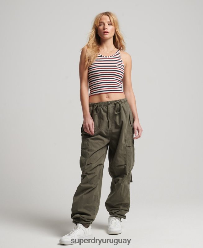 uy Superdry mujer chaleco vintage con rayas cali blanco DT2N8Z2973 ropa