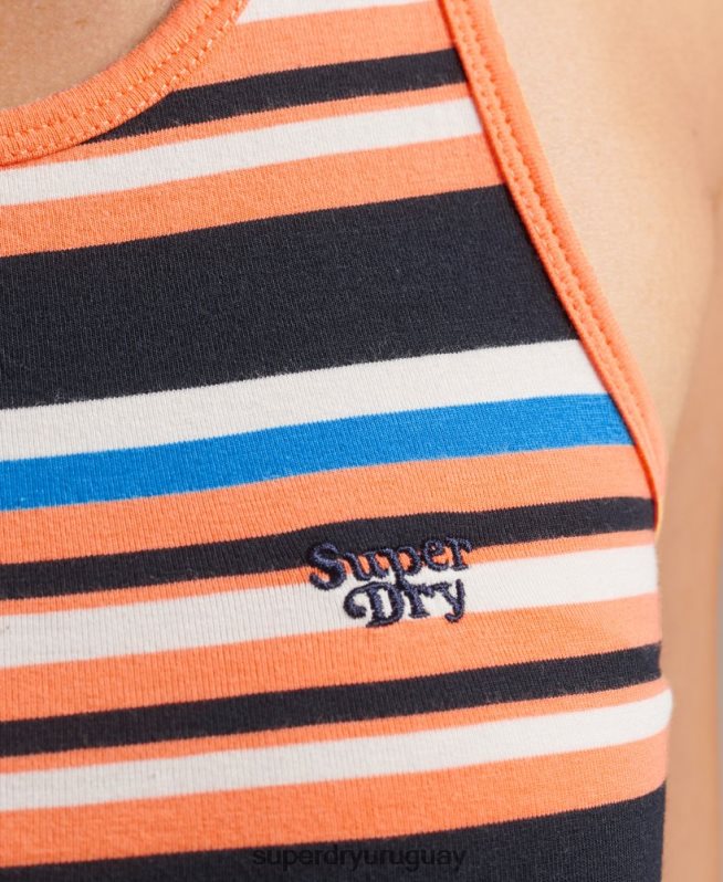 uy Superdry mujer chaleco vintage con rayas cali naranja DT2N8Z6586 ropa