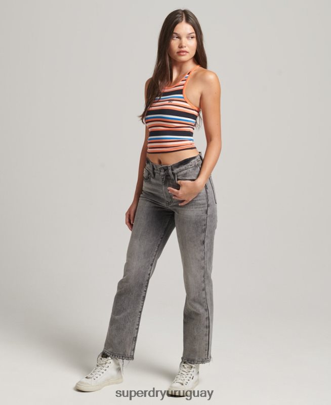 uy Superdry mujer chaleco vintage con rayas cali naranja DT2N8Z6586 ropa