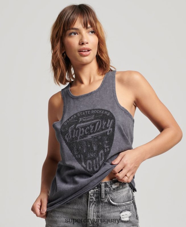 uy Superdry mujer chaleco vintage de tienda de merchandising negro DT2N8Z2910 ropa