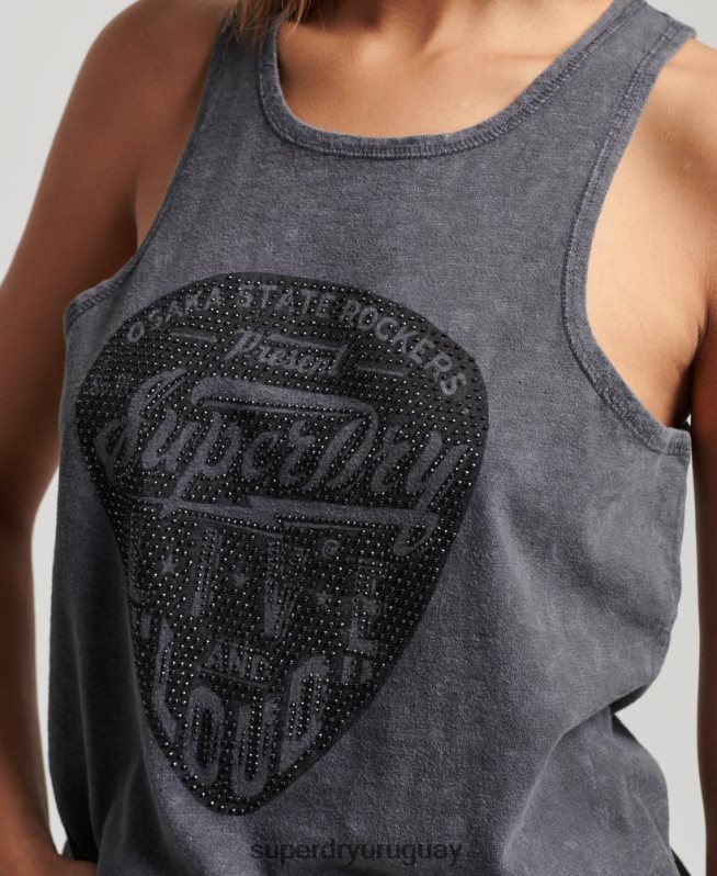 uy Superdry mujer chaleco vintage de tienda de merchandising negro DT2N8Z2910 ropa