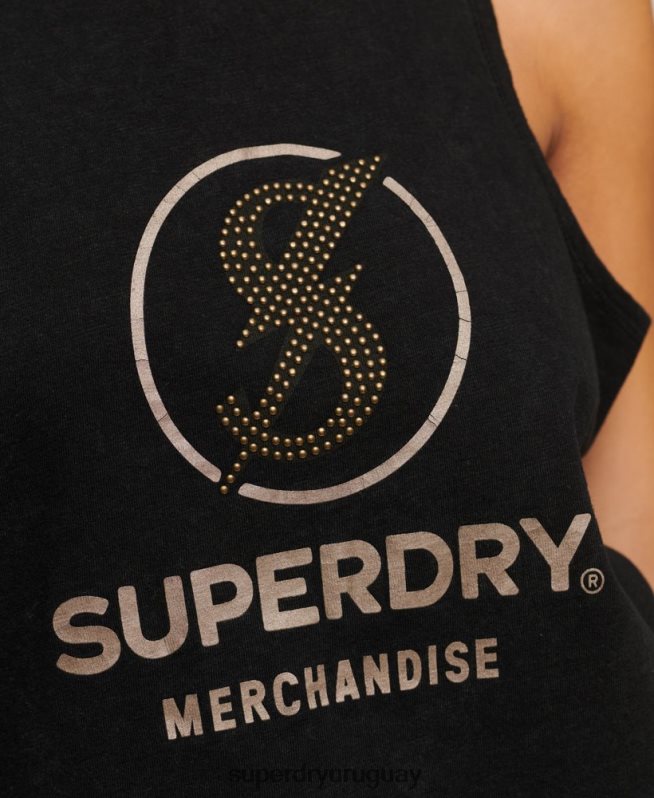 uy Superdry mujer chaleco vintage de tienda de merchandising negro DT2N8Z2964 ropa