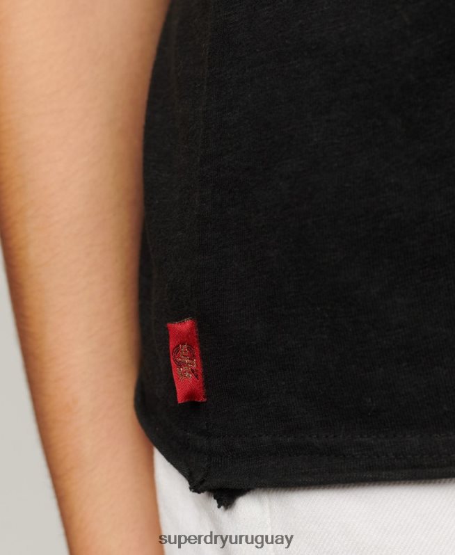 uy Superdry mujer chaleco vintage de tienda de merchandising negro DT2N8Z2964 ropa