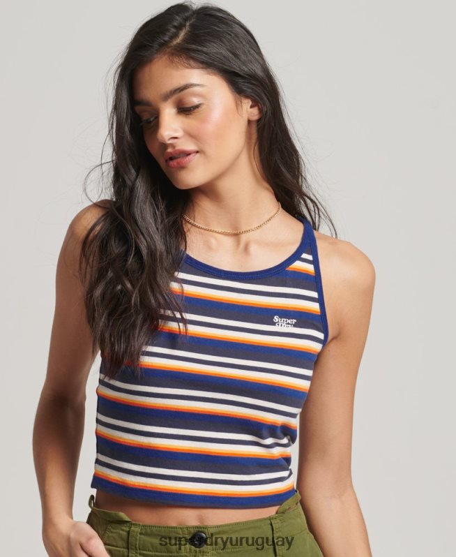 uy Superdry mujer playera de surf con rayas vintage azul DT2N8Z2958 ropa