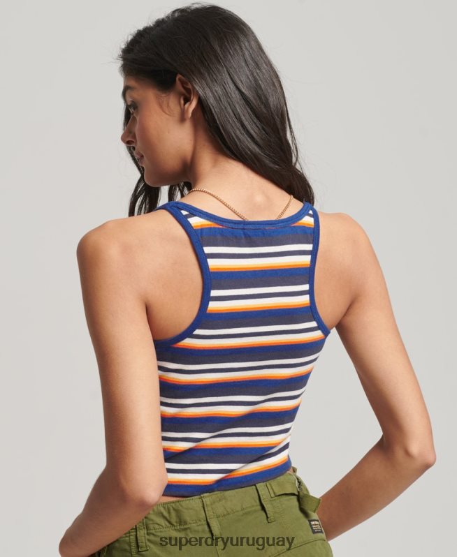 uy Superdry mujer playera de surf con rayas vintage azul DT2N8Z2958 ropa