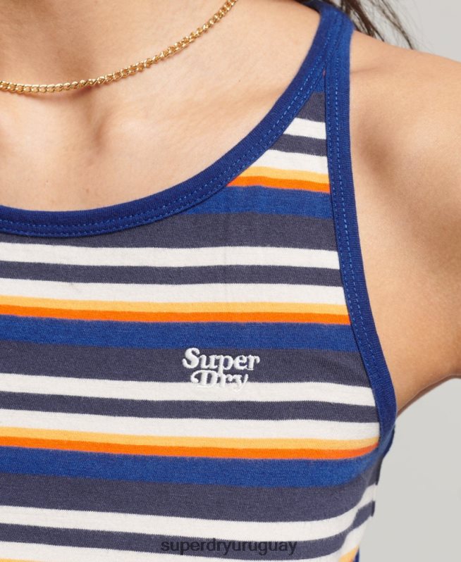 uy Superdry mujer playera de surf con rayas vintage azul DT2N8Z2958 ropa