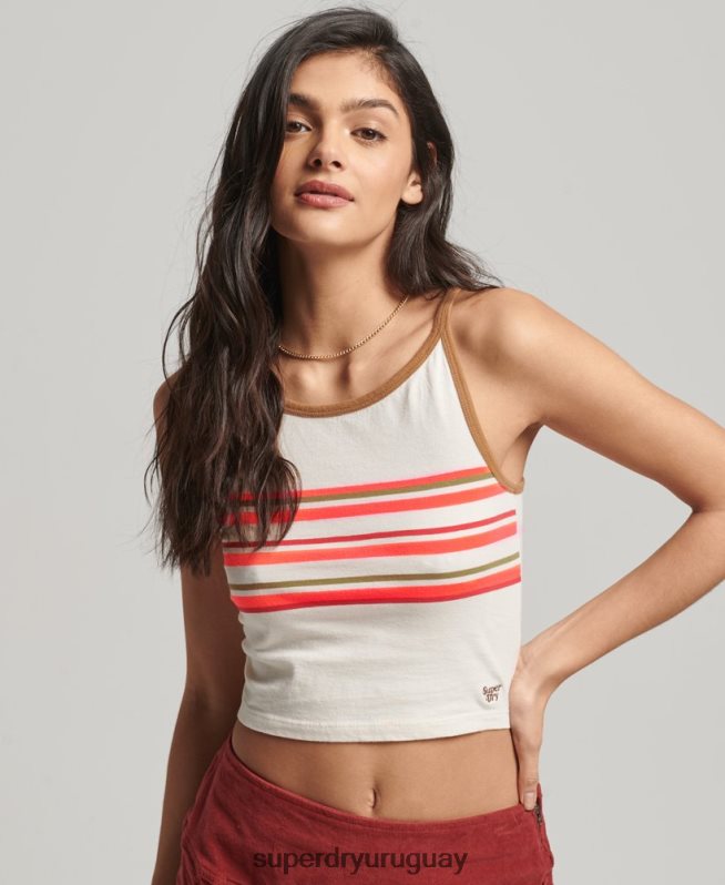 uy Superdry mujer playera de surf con rayas vintage gris DT2N8Z2981 ropa