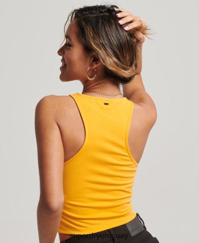 uy Superdry mujer playera sin mangas con diseño de jersey de estudios amarillo DT2N8Z2969 ropa