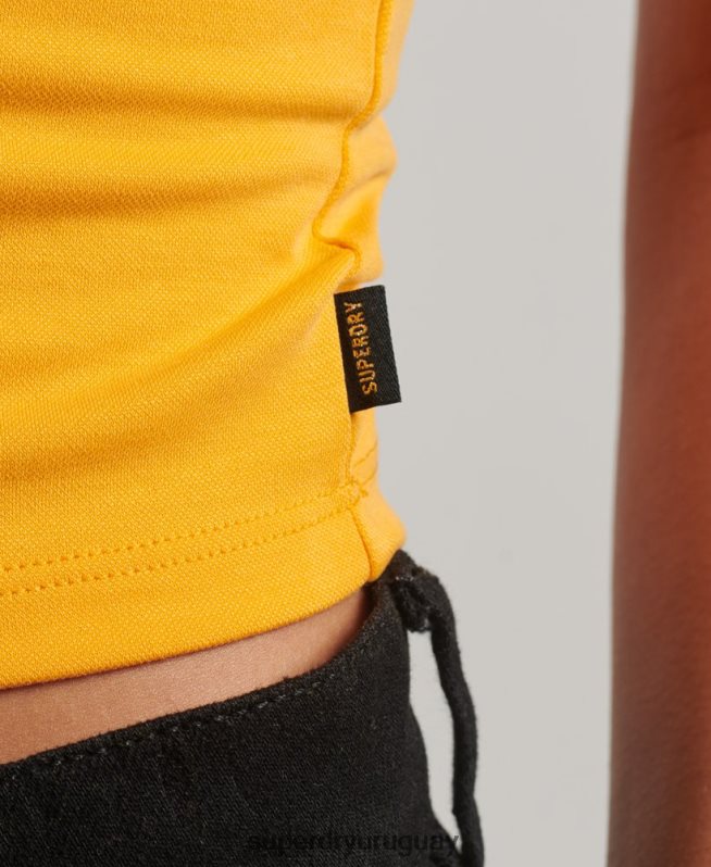 uy Superdry mujer playera sin mangas con diseño de jersey de estudios amarillo DT2N8Z2969 ropa