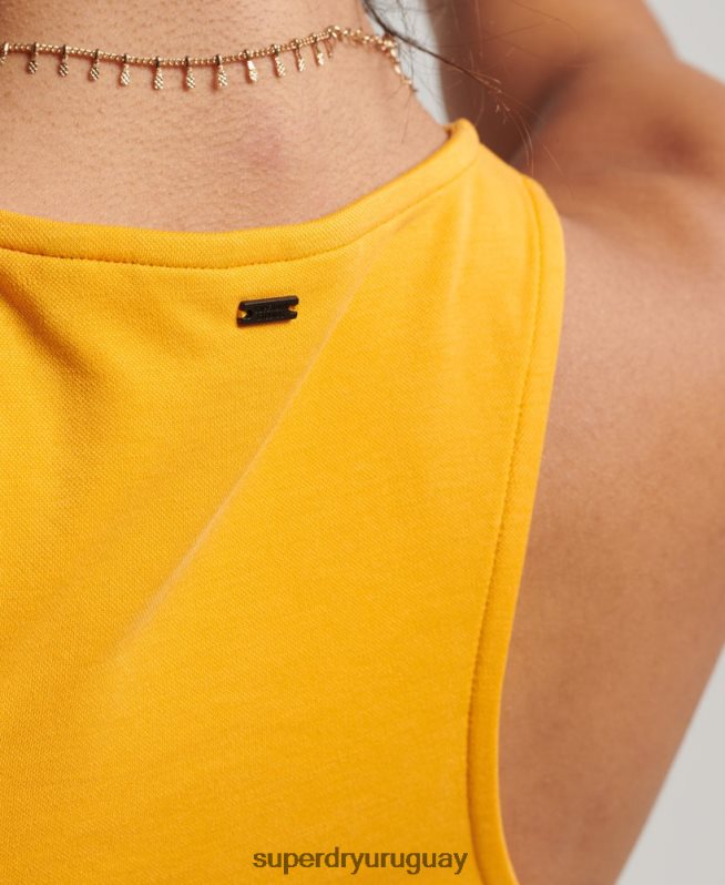 uy Superdry mujer playera sin mangas con diseño de jersey de estudios amarillo DT2N8Z2969 ropa