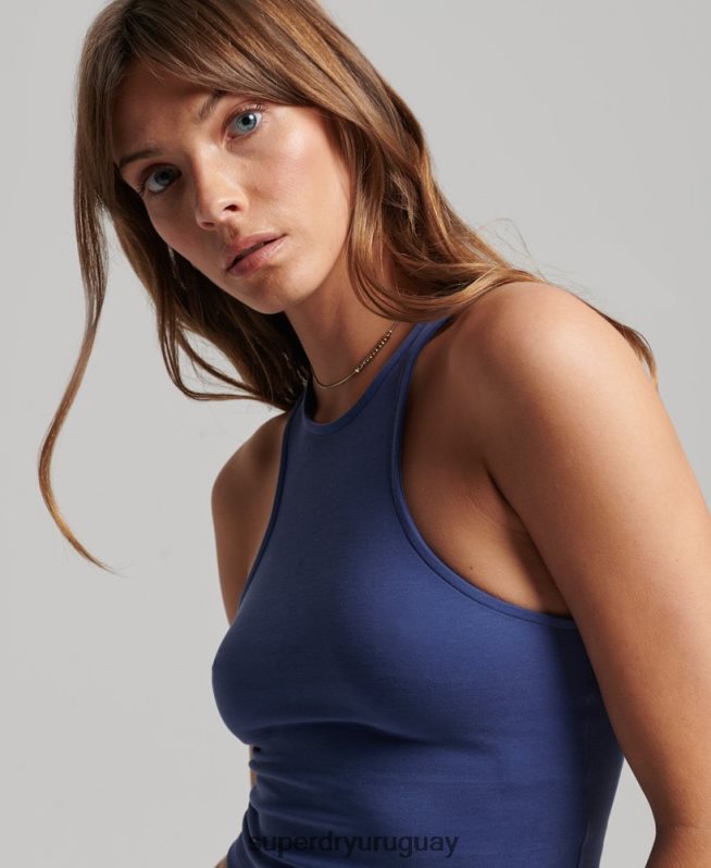 uy Superdry mujer playera sin mangas con diseño de jersey de estudios azul DT2N8Z2968 ropa