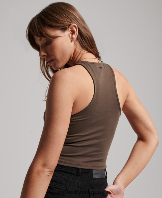 uy Superdry mujer playera sin mangas con diseño de jersey de estudios marrón DT2N8Z2983 ropa