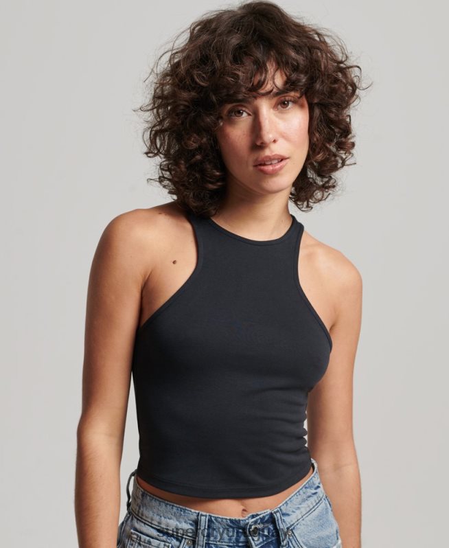 uy Superdry mujer playera sin mangas con diseño de jersey de estudios negro DT2N8Z2913 ropa