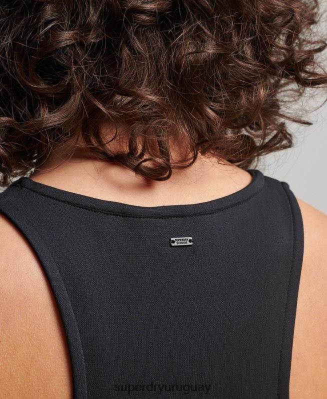 uy Superdry mujer playera sin mangas con diseño de jersey de estudios negro DT2N8Z2913 ropa