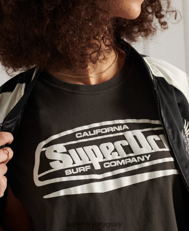 uy Superdry mujer playera sin mangas con gráfico de surf cali gris oscuro DT2N8Z6719 ropa