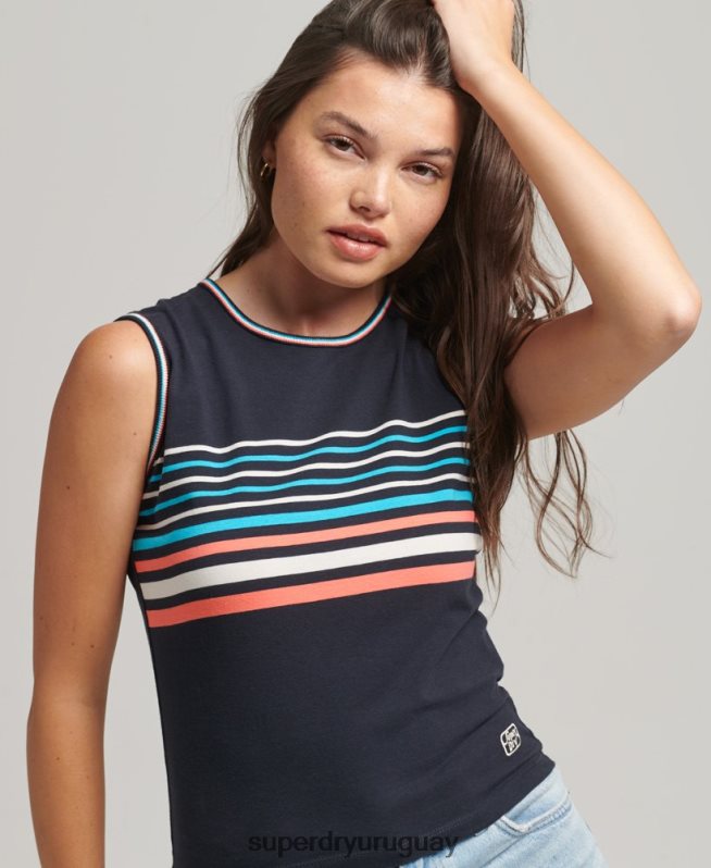 uy Superdry mujer playera sin mangas con rayas cali Armada DT2N8Z6508 ropa