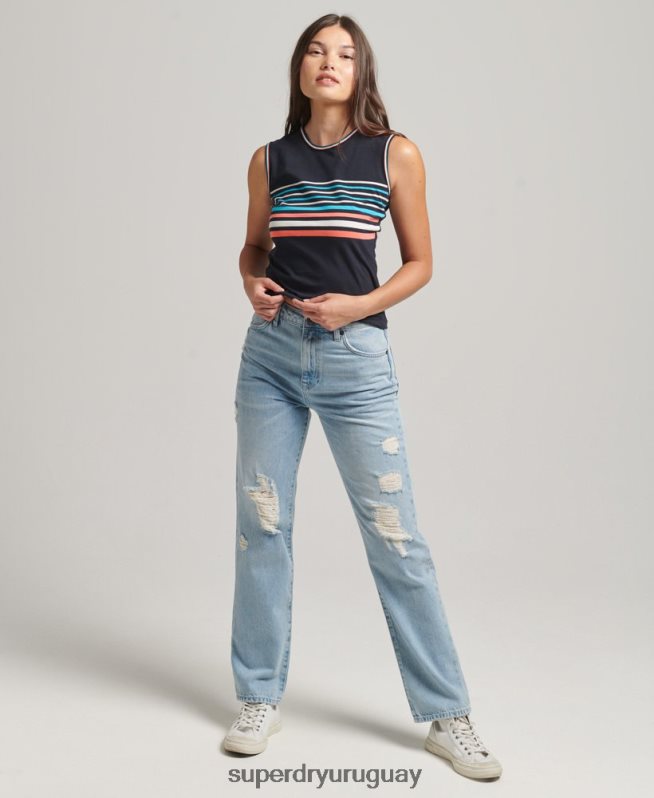 uy Superdry mujer playera sin mangas con rayas cali Armada DT2N8Z6508 ropa