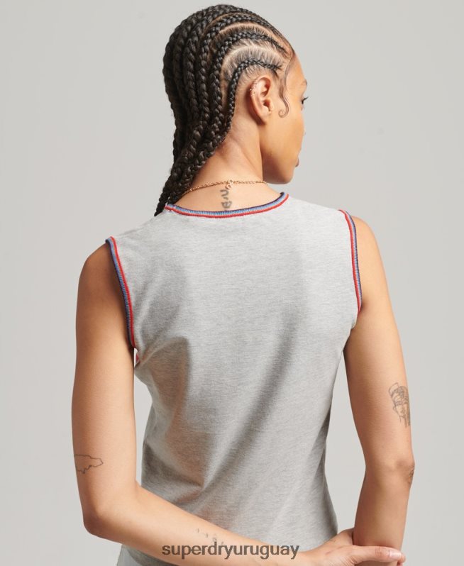 uy Superdry mujer playera sin mangas con rayas cali gris DT2N8Z6527 ropa