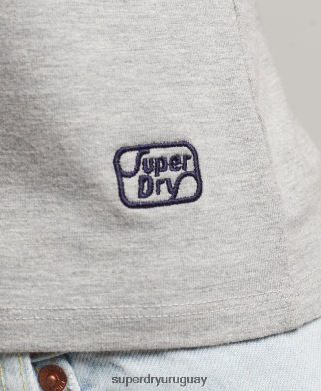 uy Superdry mujer playera sin mangas con rayas cali gris DT2N8Z6527 ropa