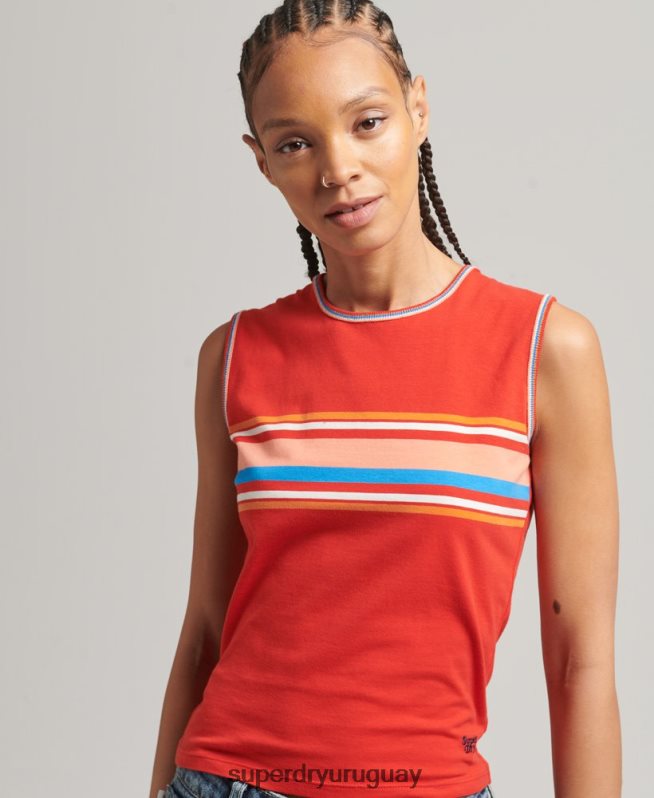 uy Superdry mujer playera sin mangas con rayas cali rojo DT2N8Z6536 ropa