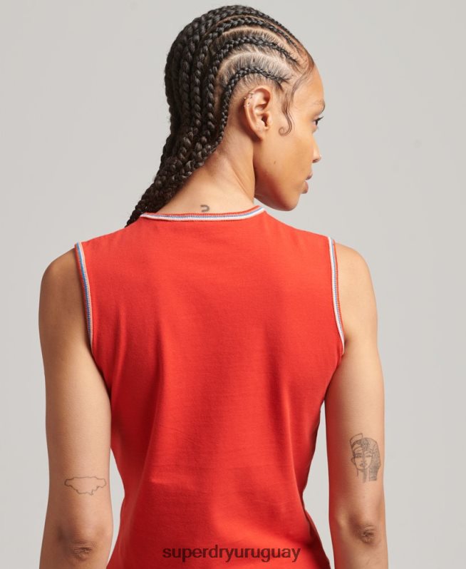 uy Superdry mujer playera sin mangas con rayas cali rojo DT2N8Z6536 ropa